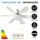 Ventilador de Teto LED 60W com Soquete E27 – Luminária Ventilador 6 Pás Econômica e Moderna